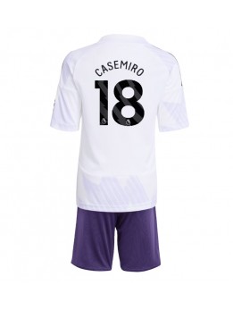 Billige Manchester United Casemiro #18 Bortedraktsett Barn 2025-26 Kortermet (+ Korte bukser)